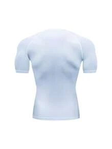 Boyfriend Style Men Compression Shirt Short Sleeve Gym T-Shirt Running Top Cool Dry Sports Base Layer Workout Undershirt White Summer - White - View 3