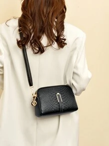 Bolso de hombro Vintage con grabado de cocodrilo, Bolso de hombro Vintage grabado con diamantes a cuadros, Bolso de hombro de PU Vintage, Bolsos y carteras versátiles para mujeres