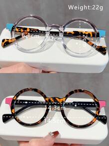 1 Pc New Round Multi-Color Fashion Flat Glasses Retro Style Unisex Eyeglasses Frame, Fashionable Decor Glasses For Daily Wear