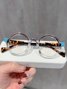 1 Pc New Round Multi-Color Fashion Flat Glasses Retro Style Unisex Eyeglasses Frame, Fashionable Decor Glasses For Daily Wear