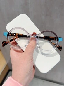 1 Pc New Round Multi-Color Fashion Flat Glasses Retro Style Unisex Eyeglasses Frame, Fashionable Decor Glasses For Daily Wear