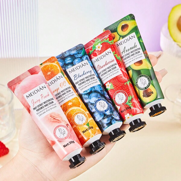 Five Piece Set Of Hydrating, Moisturizing, And Long-Lasting Fragrance For Hand Care, Hand Mask Cream, Fruit Fragrance Hand Cream
