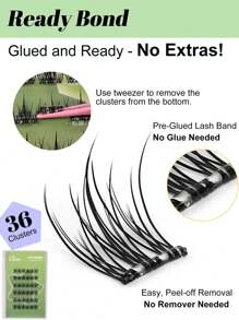 1 Box Of 36 Clusters Of 10-11mm Sectioned False Eyelashes With A Gentle, Self-Adhesive Strip, Can Be Worn In 3 Seconds Without Glue, Reusable And Natural-Looking, Suitable For Light Makeup And Slouchy People Attending Business Events.