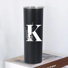 1pc, 20oz Double Wall Stainless Steel Vacuum Insulated Cup, Perfect For Home Or Office, Straight-Sided Coffee Mug, Ideal Gift For Female Friends - Black - View 24