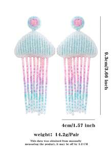2024 New Summer Ocean Vacation Style Bohemian Hand-Beaded Creative Cute Dolphin Rice Bead Earrings Jewelry
