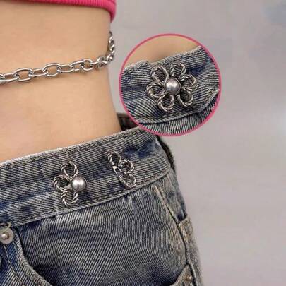 1pc Waistband Tightener For Jeans With Adjustable Button, Buckle And Pin, Perfect For Tightening Oversized Or Loose Waistband Summer, School Fall, Autumn, Halloween