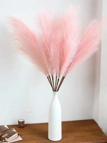 10/20pcs-Artificial Reed Grass Boho Decor Faux Pampas Grass Large Tall Fluffy Artificial Fake Flower Bulrush Reed Grass For Vase Filler Farmhouse Home Kitchen Bohemian Decoration, Room, Wedding Party Decor (Pink), Valentine Day, Gift Gifts Birthday Graduation,Fall Decor,Autumn,Fake Plants