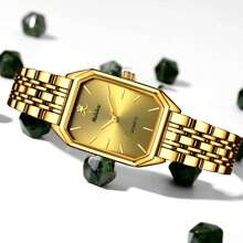 YaLaLuSi 1 New Compact Vintage-Style Women's Quartz Watch Square Scratch-Resistant Dial Premium-Feel Lightweight Strap Striped Hour Markers Analog Display Versatile For Daily Wear Business Commutes, School, Gatherings