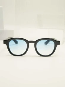 复古圆形时尚眼镜 女士 男士 时尚圆形有色时尚眼镜 复古风格遮阳镜 遮阳镜 海滩配饰 - 黑色/藍色漸變 - 查看 3