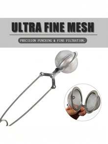 單個帶手柄的網狀茶隔，適用於鬆散茶葉和木蘭香料，不鏽鋼茶壺，實用的便攜式茶葉過濾器 - 銀色 - 查看 3