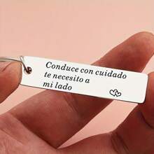 1 pieza Llavero de pareja, llavero de acero inoxidable grabado en español, regalo para el Día de San Valentín, accesorios de coche de San Valentín, dije de bolso, escuela, lindo, gótico, Y2k