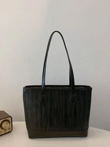 1個具有拉鍊和紋理設計的高容量手提袋，適合購物、約會和旅行，全年適用