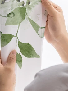 Zasłona z nadrukiem w zielone rośliny w kwiaty do domu, gabinetu i codziennego użytku