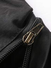 LEDUNTINO [Spring/Summer] Men's Fashion Zip Up Casual Outdoor Jacket, Solid Color, Cargo Style, Ideal For Husband Or Boyfriend Gift, Men's Lightweight Windproof Spring Autumn Windbreaker Jacket With Detachable Hood, Multi-Pocket Design, Hook And Loop Cuffs - Black - View 5