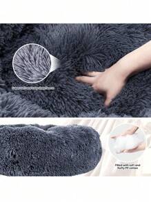 40 CM Cama Para Gatos Redonda De Felpa Mullida Con Capucha, Acogedora Para Gatos De Interior O Camas Para Perros Pequeños