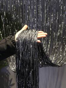 Sparkly Silver Wire Thick Door Curtain For Home Decoration, With Tassel And Partition Design