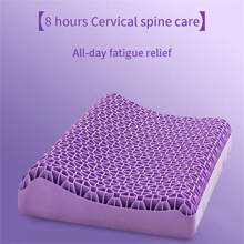 1入組多功能凝膠皮膚友好透氣網眼3D波浪可清洗超彈性釋壓TPE網格凝膠枕矽膠床睡眠高彈性柔軟釋放頸部壓力床TPE凝膠枕，包含枕套1入組