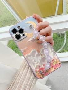 Moon And Flower Thickened Floral Anti-Drop Phone Case - Purple - View 3
