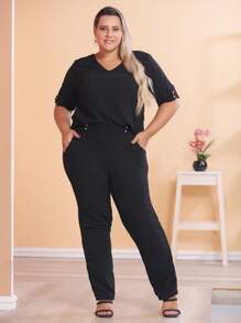 Plus Size Co-Ords - Black - View 1