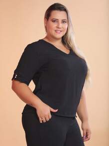 Plus Size Co-Ords - Black - View 7