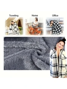 Manta poncho portátil de franela, suelta y cómoda, para abrigarse en la oficina o en casa - Multicolor - Ver 7