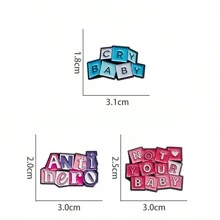 3pcs/Set Fun Phrases Brooch Not Your Baby Cry Baby Anti Hero For Backpack Enamel Pins Lapel Badge Clothes Jewelry Wholesale Custom Gift - Multicolor - View 2