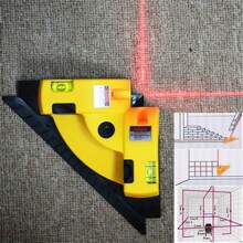 Mức laser có độ chính xác cao - Góc 90°, chạy bằng pin để đo chính xác trong nhà/ngoài trời (Không có pin bên trong) - Màu vàng (cần 3 pin AA) - Xem 1