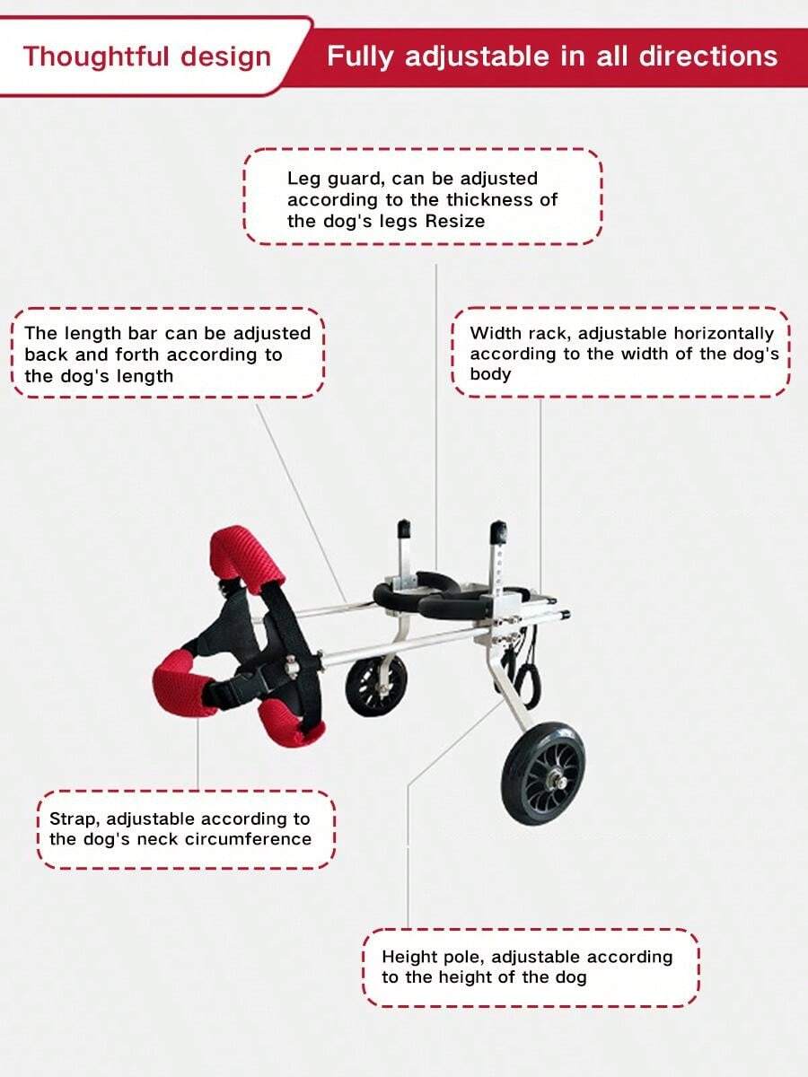 Dog Wheelchair For Hind Legs Paralysis, Handicapped Pet Mobility Aids With Auxiliary Support