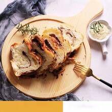 1pc Round Wooden Serving Tray For Pizza, Cake And Western Food - Yellow - View 9