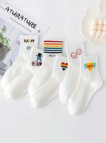 10 đôi tất dài đến bắp chân mềm mại thấm hút ẩm hoạt hình dễ thương, - Nhiều màu - Xem 4