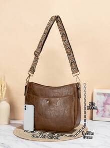 女士风格水桶包，带斜挎包，Vagan 皮革流浪包，配有吉他背带，宽刺绣钱包带，适合女士 - 非常适合斜挎包、健身包、手提包等，复古风格包