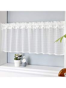 Choicehot Cafe-Rèm Tầng Ngắn, Rèm Nhà Bếp Diềm Riêng Tư Với Tua Rua Quả Cầu Tuyết Thả 45Cm, Rèm Nửa Cửa Sổ Màu Be Cho Phòng Ngủ, Ban Công - trắng - Xem 4