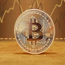 (5pcs Golden)Bitcoin Coin Souvenir With Coin Case, Physical Bitcoin Collection, Gold Plated Bitcoin For Commemoration, Crypto Currency Coin BTC For Gift, Gold Bitcoin Tokens