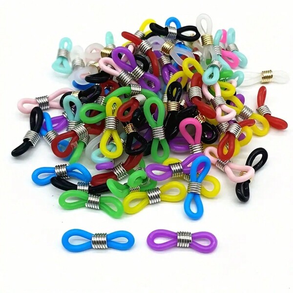 Set de 20 a 100 piezas/paquete Cadena para gafas, Anillo de silicona de goma antideslizante de colores, Extremos de cordón de silicona para accesorios DIY conector de correa, Ojetes para correa de gafas de sol