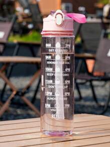 1pc 2000ml Or 750ml Large Capacity Black PC Water Bottle, Sports And Fitness Portable Straw Cup, Suitable For Home And Outdoor Travel