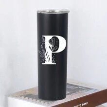 1pc, 20oz Double Wall Stainless Steel Vacuum Insulated Cup, Perfect For Home Or Office, Straight-Sided Coffee Mug, Ideal Gift For Female Friends - Black - View 15