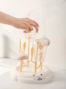 1 Giá phơi bình sữa cho bé và giá đỡ núm vú thoát nước, không bao gồm bình sữa hoặc núm vú - Trắng và vàng - Xem 4