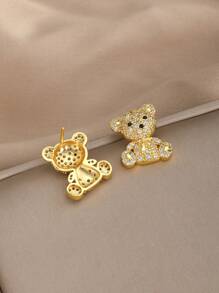 1 Paar süße, zarte, glitzernde Ohrstecker mit Bärenmotiv in Zirkonia für Mädchen für Partys, Bankette, Feiertage, Straßentermine, Alltag, für Kinder, Geburtstagsgeschenk
