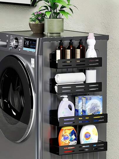 1/2pcs Magnetic Fridge Shelf, No-Drill Metal Rack, Kitchen Spice Storage Rack, Wall-Mounted Fridge Rack