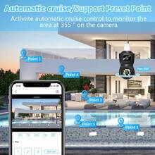 Camera giám sát bóng đèn WiFi ống kính kép 6MP (4MP + 4MP) Chống nước đầy đủ màu sắc Tầm nhìn ban đêm Bảo mật không dây Camera PTZ E27 Đèn giao diện Camera quan sát theo dõi tự động Âm thanh hai chiều Hỗ trợ trong nhà Ghi thẻ TF V380 Chỉ hỗ trợ WiFi 2.4G - trắng - Xem 10