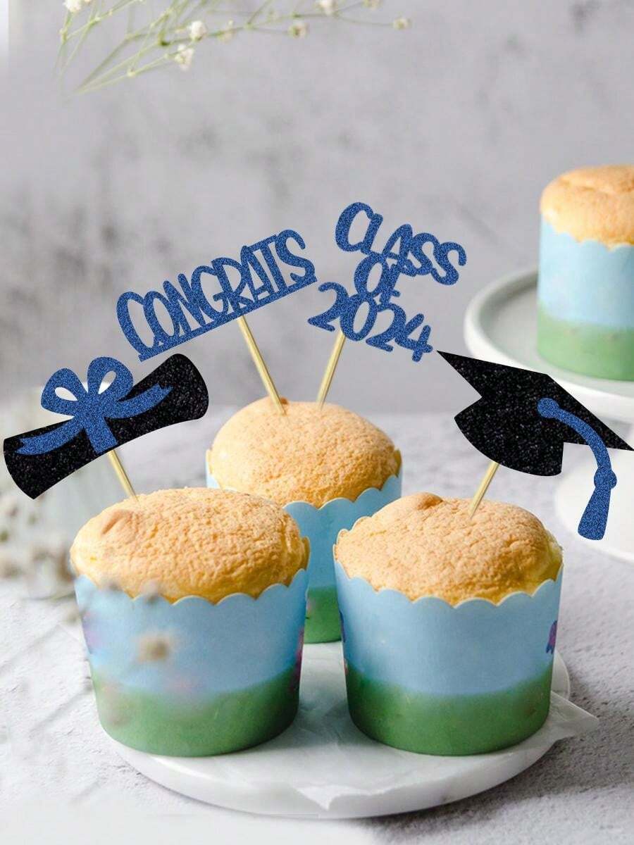 24stks Valentijnsdag Cupcake Toppers, Glitter Gelukkige Valentijnsdag Cupcake Topper Decoraties Valentijn Cupcake Picks voor Bruiloft Verloving Valentijnsdag Thema Feest Taart Decors (Zilver