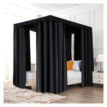 Black Canopy Bed Curtains, Four Corner Post Bed Curtains For Adults And Girls Bedroom Dration, 90% Blackout Private Space Bed Drapes, - Multicolor - View 1