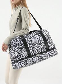 Luxury Leopard Pattern Weekender Duffel With Wet Pocket Shoe Compartment, Large Capacity Hospital Bags For Labor And Delivery Waterproof Overnight Crossbody Handbag, Lightweight Carry On Luggage Bag For Sports Gym, Yoga Handbags Hand Bag Hand Bags Gym Bag For Holiday Outdoor Weekend Bag For Business Vacation Back To School And Women Unisex StudentholidayLeopardOvernight Bag For Suitcase Duffle Bag Duffel Bag For Luggage Carry On Bag College Bag Luggage Bags Weekender Bag Leopard Print Winter - Multicolor - View 2