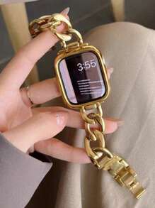1 pièce Bracelet de montre Apple, bracelet de montre en chaîne métallique dorée rétro, modèle indispensable pour blogueuse mode, compatible avec Apple Watch Strap 40mm Ultra2 49mm 38mm 40mm 41mm 42mm 44mm 45mm, bracelet pour homme et femme, compatible avec les séries SE 9 8 7 6 5 4 3 2 1, accessoires de montre Apple cool de jeune cadre