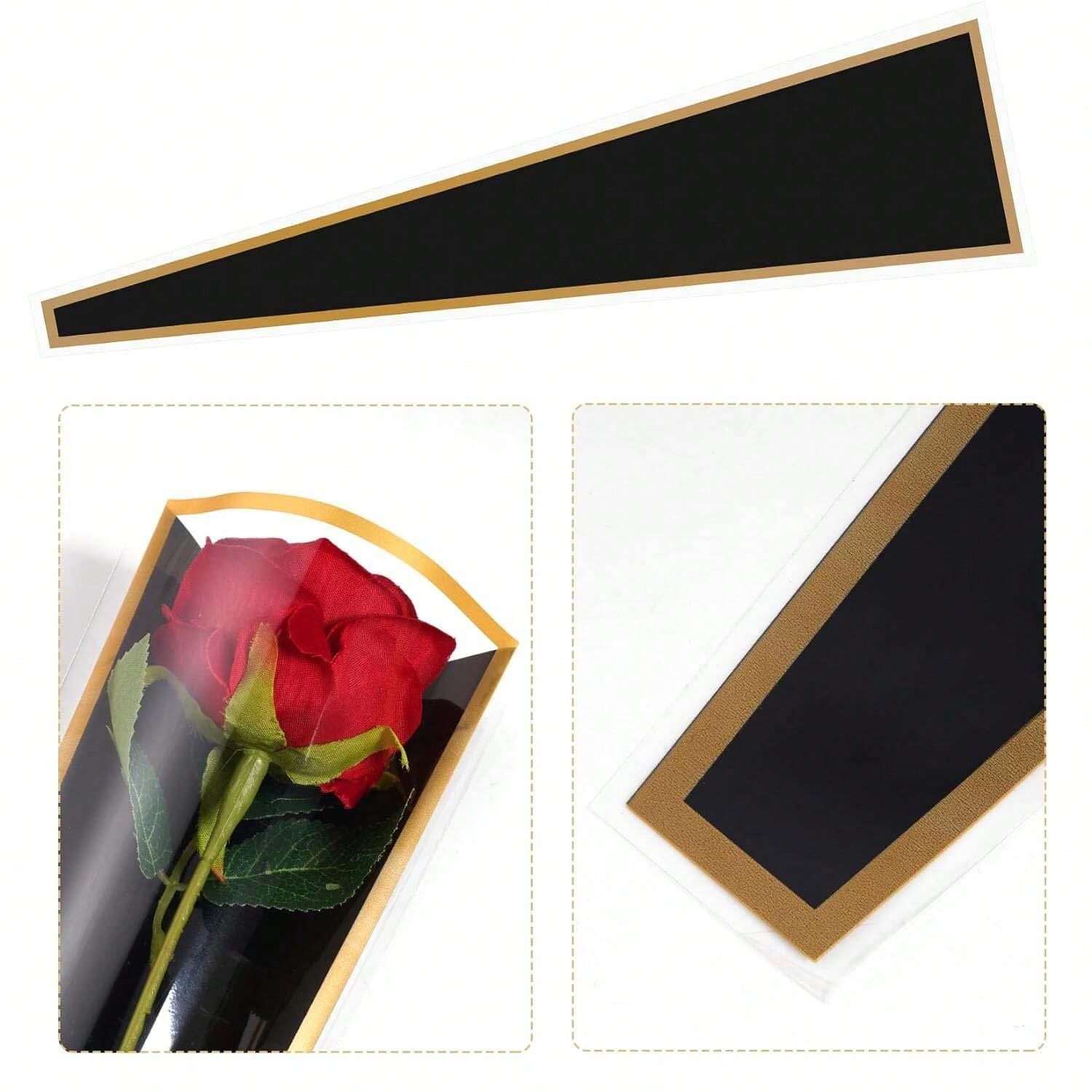 50 PCS Single Rose Sleeve Plastic Flower Wrapping Bags Cellophane