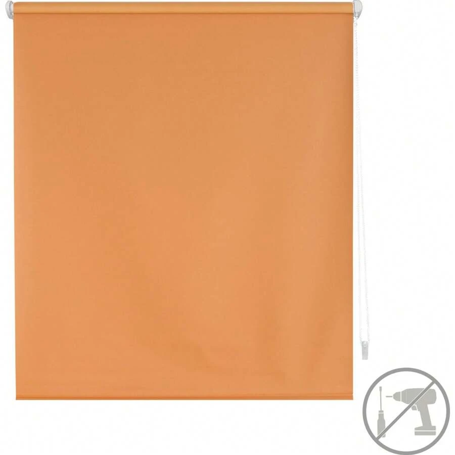 Ecommerc3 Easyfix 光滑不透明卷帘尺寸 107x180 - 不透明百叶窗，无需工具 织物尺寸 104x175 - 百叶窗，无需钻孔 - 橘色 - 查看 1