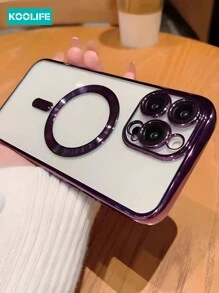 1 pieza Funda protectora magnética de lujo a prueba de golpes con patrón de CD y película para lente de cámara, compatible con iPhone 17 ProMax/17/17 Pro/17 Air/16/16 Pro/16 Plus/16 ProMax/13/13 Pro/13 ProMax/14/14 Pro/14 Plus/14 ProMax/15/15 Pro/15 Plus/15 ProMax, carcasa suave de TPU unisex