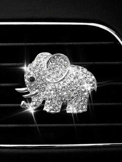 Aromatizante de Ar para Carro com Elefante da Sorte e Decoração com Pedras de Strass para Ventilação de Carro
