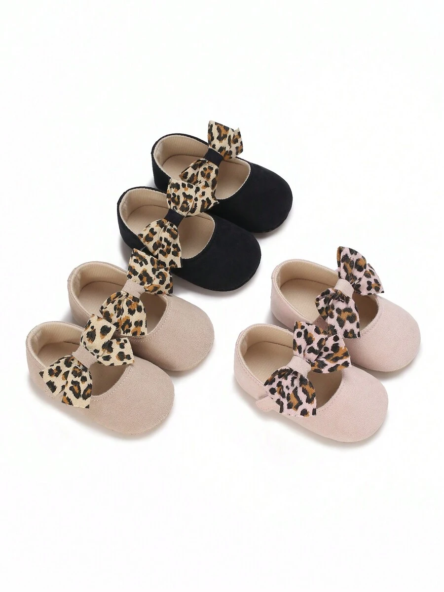 Zapatos planos de princesa antideslizantes y transpirables con diseño de lazo para que los bebés recién nacidos y niñas aprendan a caminar, adecuados para todas las estaciones - Negro - Ver 1