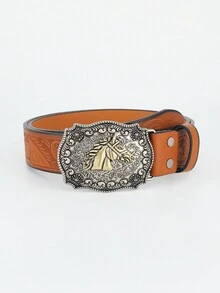 1pc Ladies Floral Embossed Casual Vintage Belt